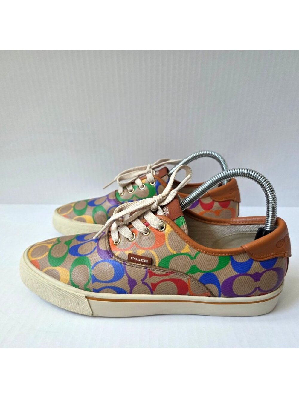 Coach Shoes Womens 7.5 Citysole Skate Sneakers Rainbow Signature Logo Canvas